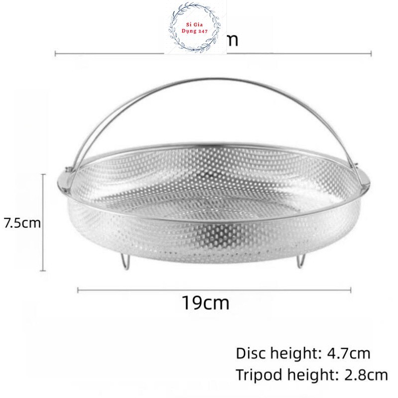 Rổ Hấp Bằng Thép Không Gỉ Đa Chức Năng Có Tay Cầm Cho Nhà Bếp 20cm (H60)