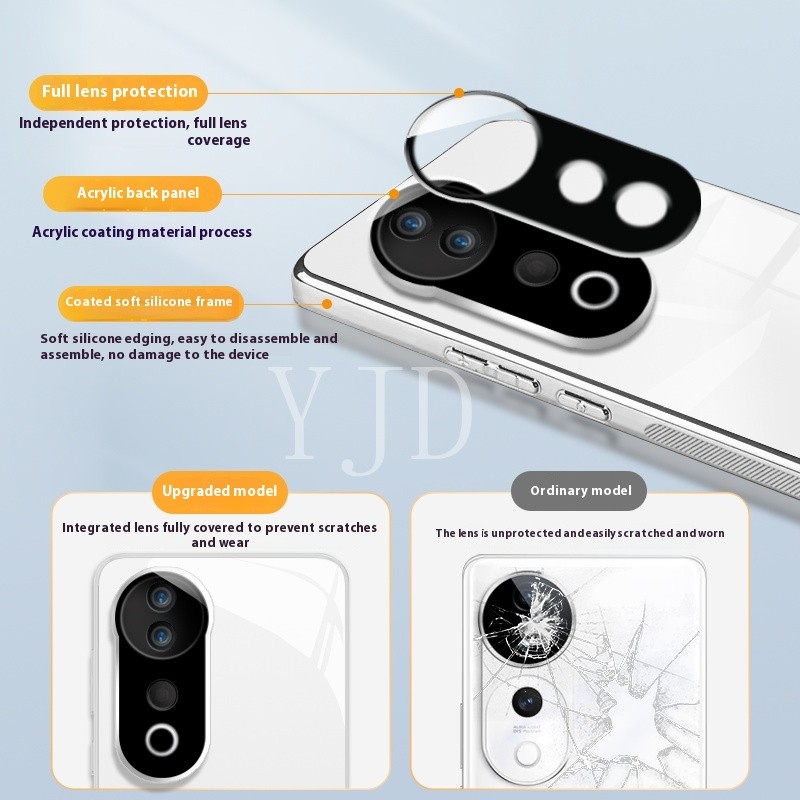 Ốp Lưng Cho Vivo V40 Pro Sản Phẩm Mới Nhiều Màu Acrylic Backboard TPU Edge Vỏ Điện Thoại Chống Sốc