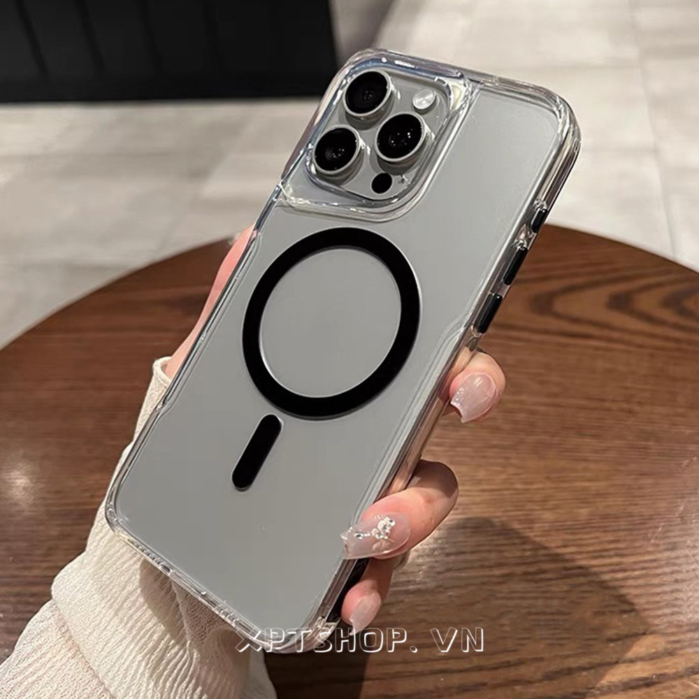 Ốp Điện Thoại Trong Suốt Từ Tính Trong Suốt Cho iPhone 16ProMax 16Pro 16Plus 15 14 13 12 11ProMax Bảo Vệ Toàn Diện Chống Sốc Bảo Vệ PC Bìa Cứng
