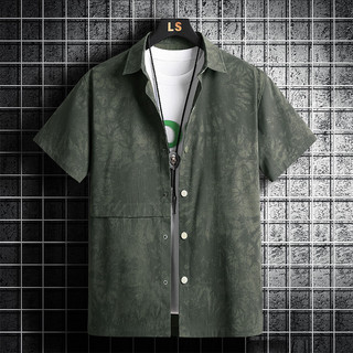 [Plus Size] Áo sơ mi ngắn tay vải lanh Cotton 8XL 7XL dành cho nam mùa xuân Oversize Work Washed In áo chống nhăn