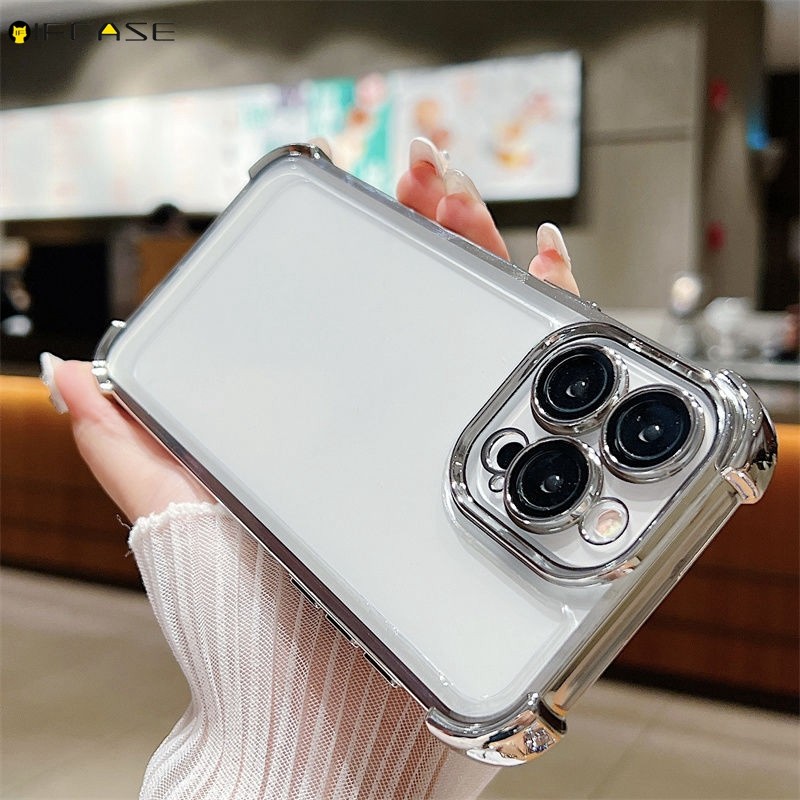 Dành Cho Samsung Galaxy A16 A15 A14 A13 A12 A55 A54 5G A52 A52s A51 4G Ốp Điện Thoại 4 Góc Túi Khí Chống Rơi Chống Sốc Mạ Vàng Trong Suốt Vỏ Mềm Ốp Lưng