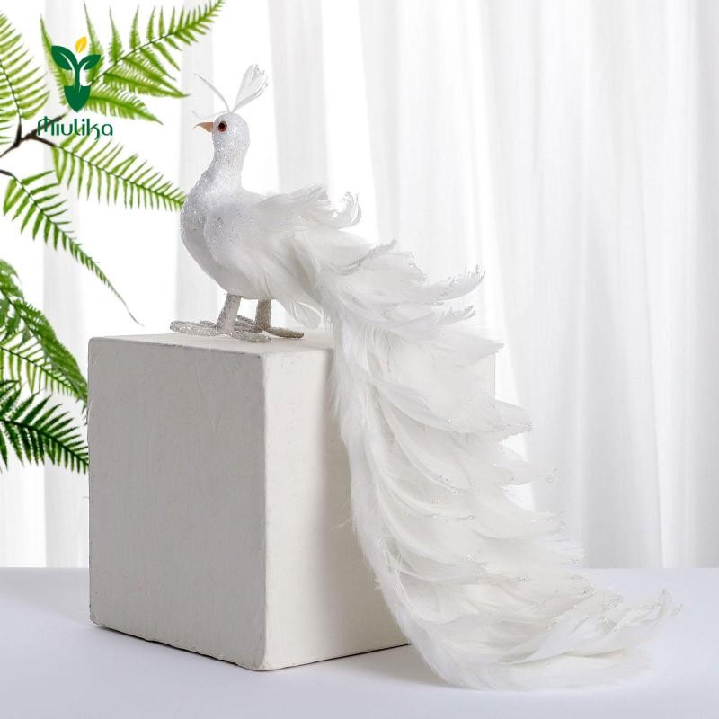 Tượng chim công trắng Miulika Mô phỏng chim trang trí Tượng chim cho sân