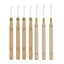 DELMER 3 Cái / bộ Móc Kim, Tay Cầm Bằng Gỗ Móc Kim Loại, Dụng Cụ May Dệt Tóc Đan Phần Mở Rộng Tóc Micro Móc Để Làm Tóc Giả