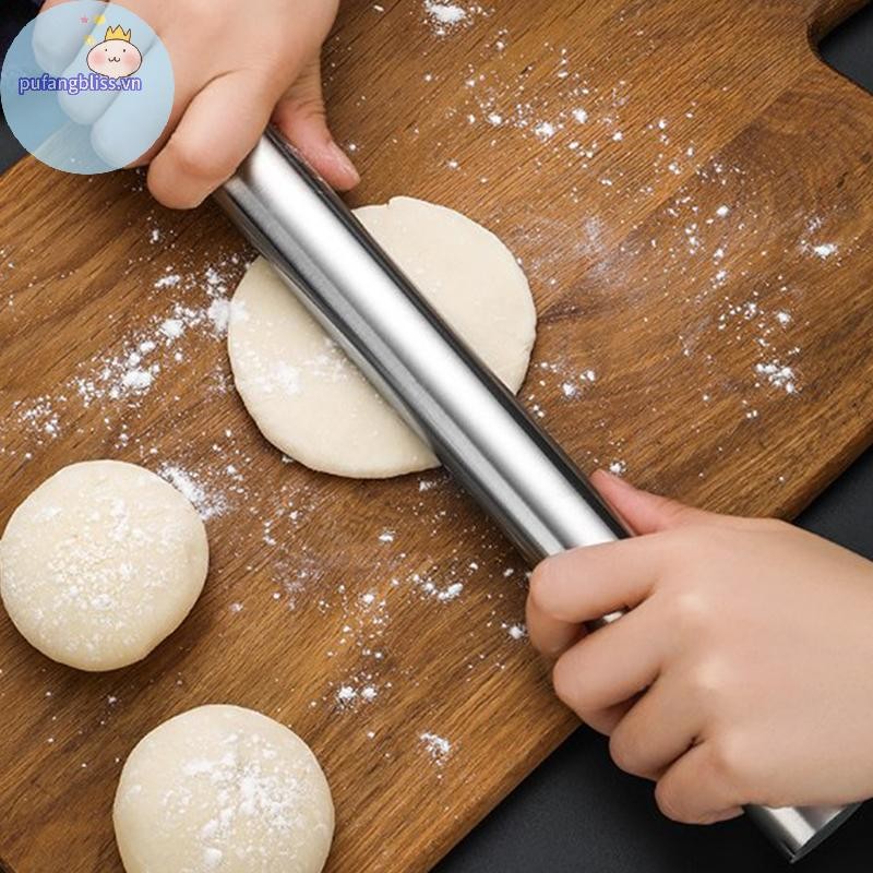 Pufangbliss Thép không gỉ Cán Dụng Cụ Nhà Bếp Bột Con Lăn Nướng Bánh Pizza Mì Bánh Bao Làm Dụng Cụ Không Nướng VN
