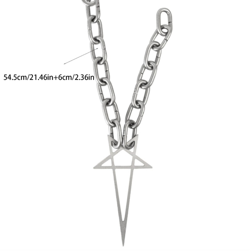 Dasbsug Thời Trang Pentacle Vòng Cổ Nữ Punk Rock Xoắn Màu Bạc Chunky Dày Khóa Choker Dây Xích Dây Chuyền Đảng