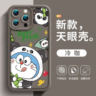 Ốp điện thoại Doremon mũ gấu trúc dễ thương cho iPhone 16 / 15 / 11 / 12 / 14 / 13 Pro Max / Mini 7 / 8 Plus Xs X Se 2020 Vỏ bảo vệ hình thang bằng silicon mềm chống sốc