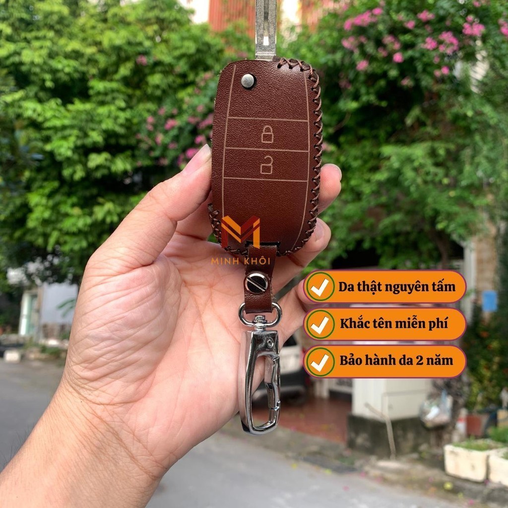 Bao Da Chìa Khoá Xe KIA RIO, MORING, SOLUTO, K200 Da thật nhập khẩu, khâu thủ công