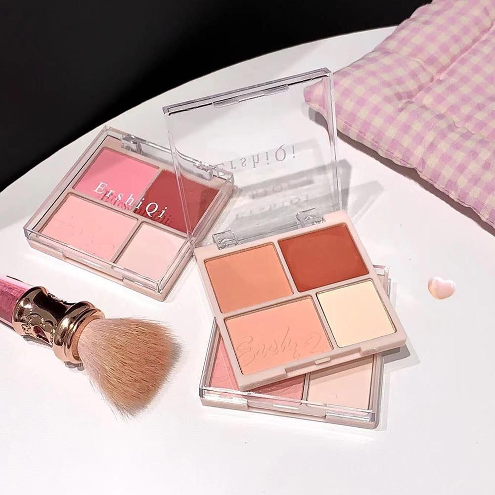 Bảng xếp nếp nổi bật bốn màu Blush Highlight Vitality Expansion Rouge Pink Girl Student Peach D2i7