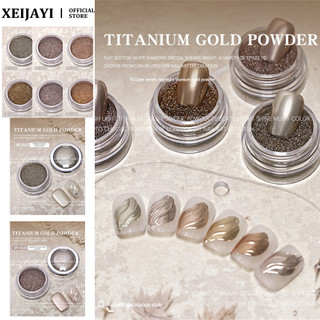 Bột trang trí móng tay ánh kim vàng mùa thu, nhũ kim loại long lanh, hiệu ứng gương titan cao cấp, công cụ làm móng cho cửa hàng