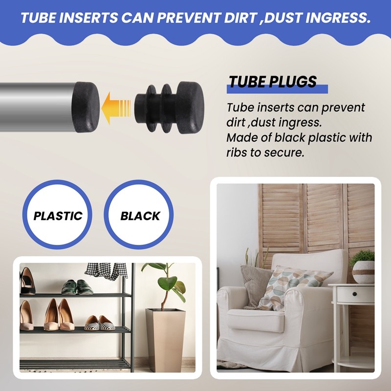 12 Chiếc Nhựa 12 Mm Đầu Ống Trống Mũ Bung Ống Chèn Cắm Tròn Đen
