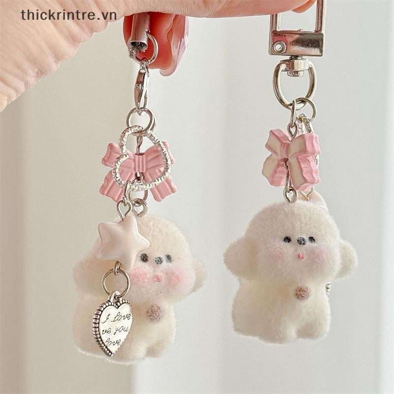 THI Hoạt Hình Dễ Thương Động Vật Đáng Yêu Đổ Xô Gấu Con Chó Con Nơ Đính Hạt Móc Khóa Mặt Dây Chuyền Ba Lô Túi Trang Trí Dây Xích Điện Thoại Cặp Đôi Quà Tặng VN