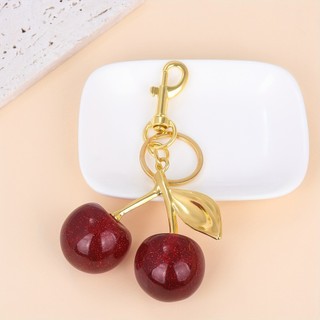 Móc khóa thời trang Cherry sang trọng Sáng tạo dành cho nữ Mặt dây chuyền trái cây giả pha lê sáng bóng Thích hợp cho túi xách