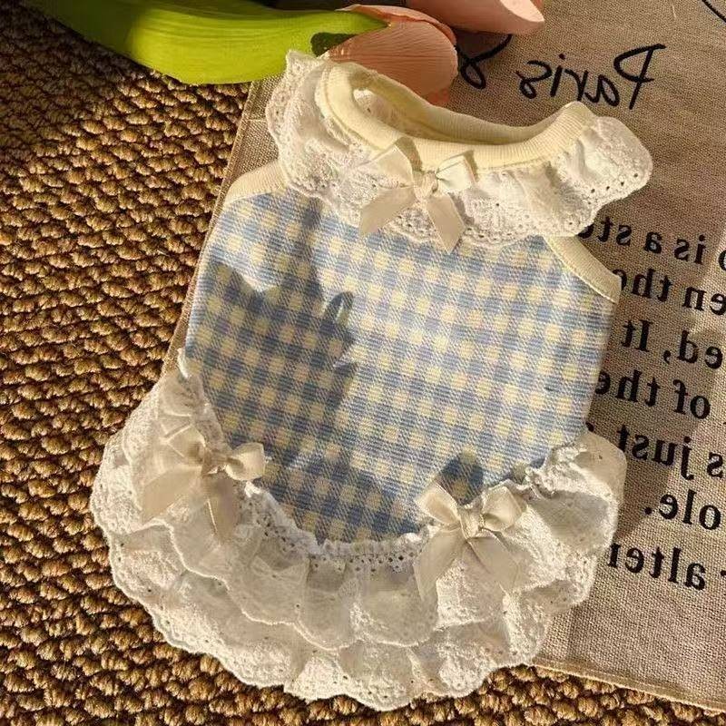 【Ready Stock】 Pet Dog Cat Clothes Summer Thin Small Puppies Teddy Bichon Yorkshire Bow Lace Vest 5yxc