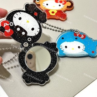 [Mặt dây chuyền] Gương HelloKitty Phong cách thời trung cổ Dễ thương Mặt dây chuyền trái tim cô gái di động có giá trị cao Gương trang điểm cầm tay PF2U