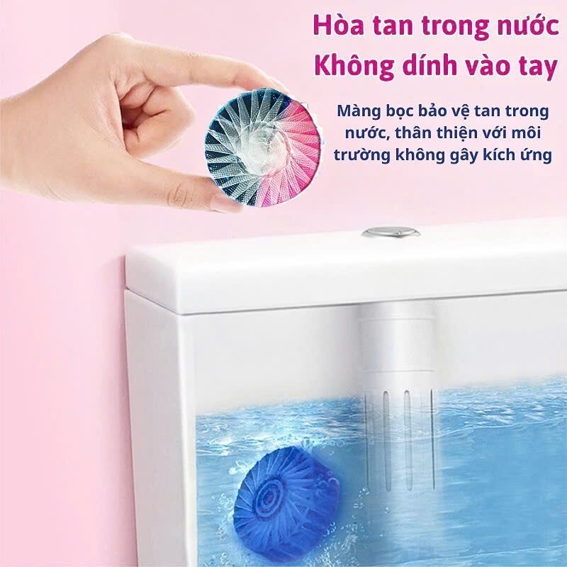 Hộp 4 Viên Tẩy Bồn Cầu Khử Mùi Hôi, Viên Thả Bồn Cầu Loại Bỏ Mảng Bám Diệt Sạch Vi Khuẩn Sử Dụng 20 Lần Xả Trên 1 Viên