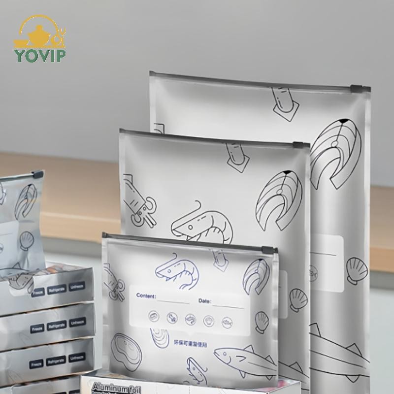 YOVIP 10 Cái / túi túi đựng thực phẩm lá nhôm dung tích lớn chống rò rỉ, tủ đông an toàn, giữ tươi, khóa zip tái sử dụng VN