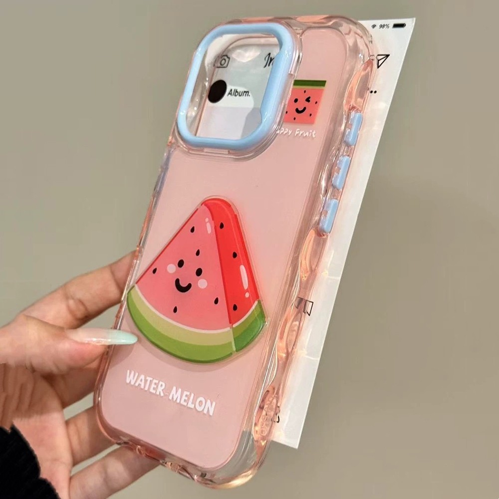 Ốp Điện Thoại Sóng Dây Xích Dưa Hấu 3D Cho iPhone 17 Pro Max 17 Air 16 Plus 15 14 13 12 11 Vỏ Bảo Vệ Chống Sốc
