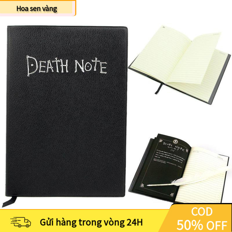 【24H】Sổ tay bìa da in họa tiết anime death note[Có hộp và tặng kèm bút lông, kẹp sách]-sổ death note/sổ da/sổ note