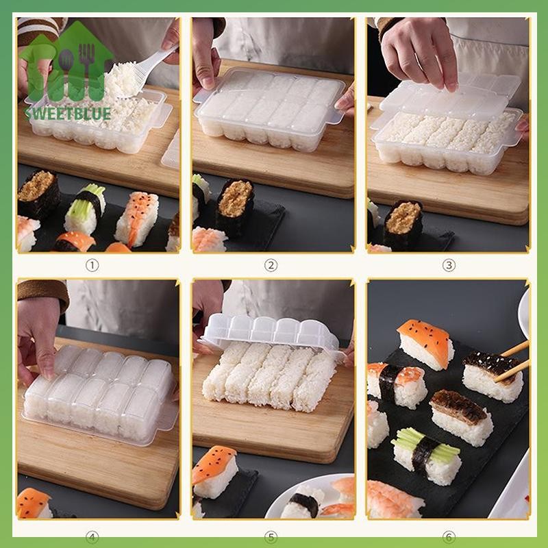 SWEET 5 / 10 Lưới Cơm Bóng Khuôn Sushi Chống Dính Áp Lực Hộp Bảo Quản Dụng Cụ Ăn Trưa DIY Nhà Bếp Rõ Ràng Onigiri Khuôn n