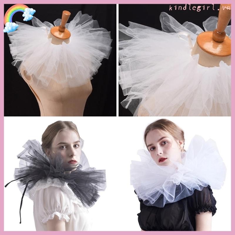 KING Victoria Cổ Xù Cổ Áo Ruffled Cổ Ngọt Ngào Xù Cho Áo Sơ Mi