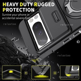 Ốp lưng cho Google Pixel 9 8 7 9a 8a 9Pro 8Pro 7Pro 9ProXL 5G Vỏ điện thoại cứng chống sốc, giáp kim loại, giá đỡ vòng, camera sau