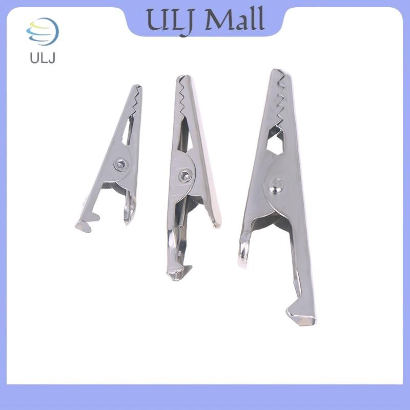 ULJ 50 CÁI Kẹp cá sấu bằng kim loại bạc Kẹp cá sấu 28mm 35mm 45mm để kiểm tra điện để kiểm tra pin.
