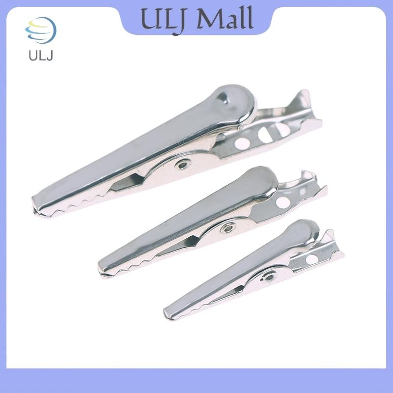ULJ 50 CÁI Kẹp cá sấu bằng kim loại bạc Kẹp cá sấu 28mm 35mm 45mm để kiểm tra điện để kiểm tra pin.
