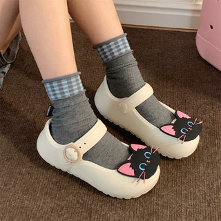 Xixitiao Vui Vẻ Mèo Con Dễ Thương Thời Trang Thường Ngày Đế Dày Ballet Mary Jane Giày Nữ