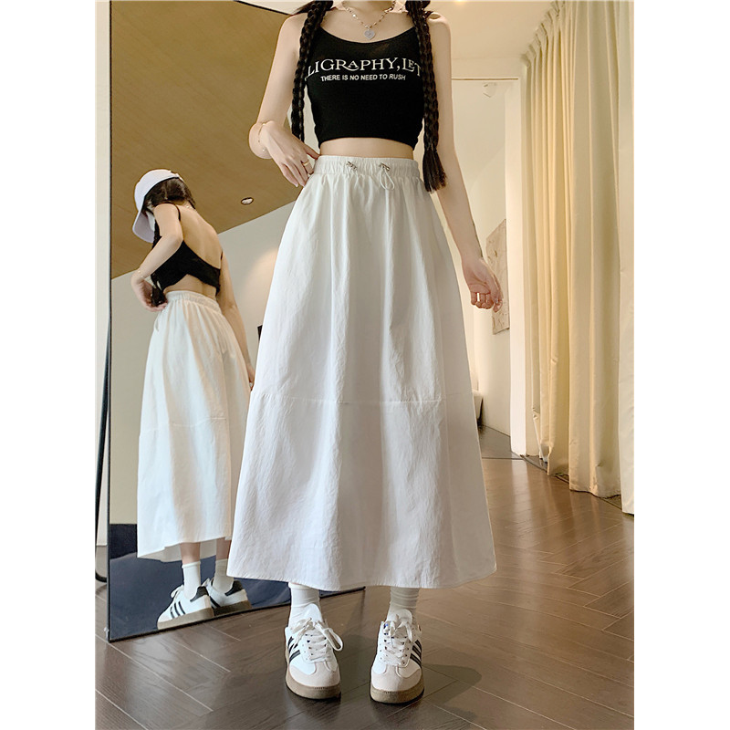SUXI Váy chữ A dây rút đơn giản dành cho nữ mùa hè mới 250724