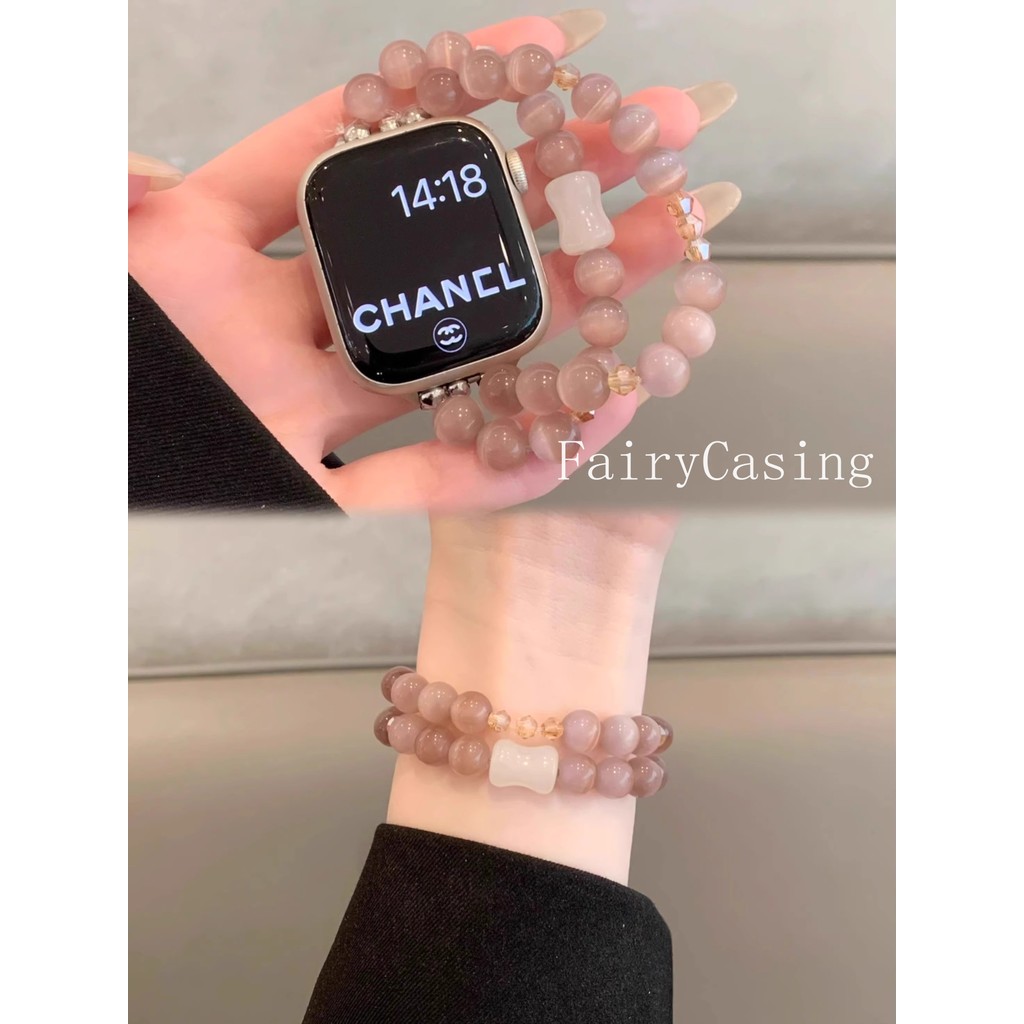Dây đeo hạt đá quý cho Apple Watch Series 10 9 8 7 6 5 SE Ultra IWatch 38 40 41 44 45 42 46 49mm Vòng tay pha lê S11 Band