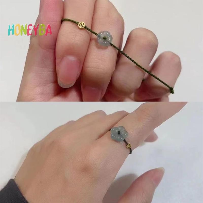 < Honeyba > Vòng tay dây hoa phong phú may mắn sáng tạo thời trang dành cho nữ Vòng tay bện thủ công có thể điều chỉnh Trang sức Quà tặng cặp đôi