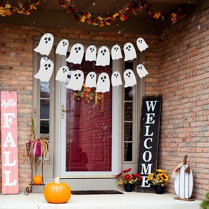 Treo biểu ngữ ma ma ma trắng Cờ ma Halloween - Trang trí ngôi nhà ma ám
