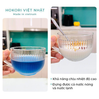 Cốc bầu tăm 250ml 400ml Hokori Việt Nhật , cốc uống trà, cà phê chịu nhiệt tốt - MS: 6390/ 6391