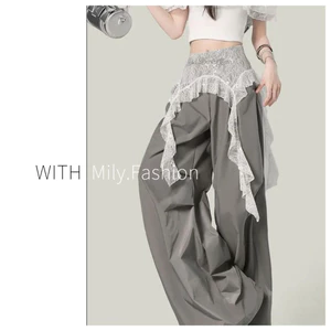 Milyfashion Ren Thêu Fart Rèm Mới Niche Độc Đáo Dưới Thân Váy Không Đều Ruy Băng