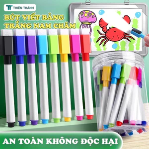 Bút Viết Bảng Trắng Chuyên Dụng - Bút Lông Mực Khô Nhanh, Nét Đều, Dễ Xóa Sạch, Kèm Nam Châm Tiện Lợi