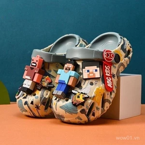 Bán Chạy Minecraft Lỗ Giày Trẻ Em eva Nhà Dép Chống Trơn Trượt Mềm Đế Dày Ngoài Trời Dép Quà Tặng
