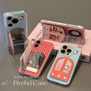 INS Phim Hoạt Hình Dễ Thương Mèo Kitty Trang Điểm Gương Giá Đỡ Vỏ Cho iPhone 11 16 16E 15 14 13 12 Pro Xs Max XR X 7 8 6 Plus SE Vỏ Điện Thoại TPU Mềm Bảo Vệ Vỏ Chống Sốc