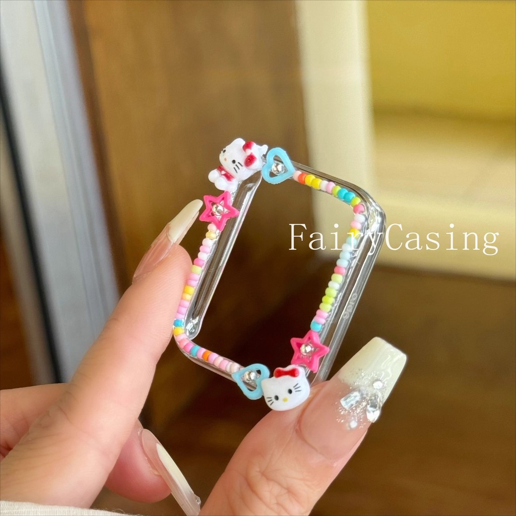 Vỏ PC Hạt Dễ Thương Cho Mi Band 9 8 10 Vỏ Bảo Vệ Ốp Lưng Cho Mi Band 9 10 Vỏ Phiên Bản Gốm Sứ