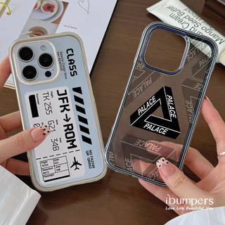 ibumpers Ốp Điện Thoại iPhone Palace Ván Trượt Họa Tiết Tam Giác Cho IPhone 11 12 13 14 15 16 Pro Max Ốp Lưng Acrylic Trong Suốt Viền Màu Tinh Khiết