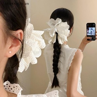 Kẹp Tóc Ren Đuôi Ngựa Hoa Trắng, Phù Hợp Cho Cô Gái Trẻ Trung Và Thanh Lịch
