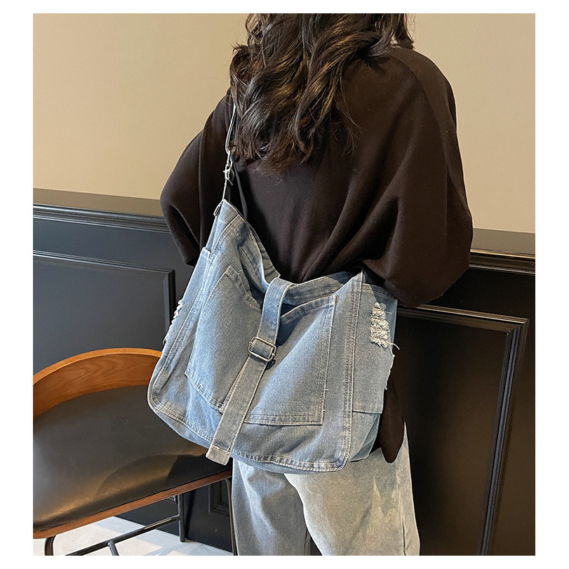【Best Seller】Túi Denim Nữ Retro Phong Cách Hàn Quốc Dung Tích Lớn Đeo Vai Đeo Chéo Đi Làm Đi Học