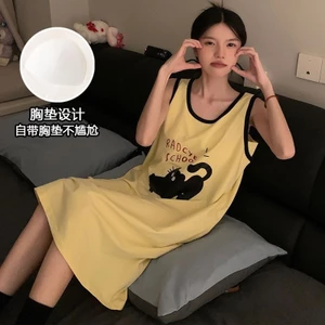 Shop Váy Ngủ Nữ Có Miếng Lót Ngực 2025 Hoạt Hình Cô Gái Dễ Thương Váy Sling Bộ Đồ Ngủ Mùa Hè Dịch Vụ Tại Nhà
