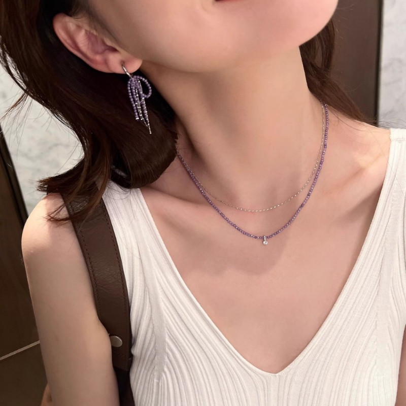 Vòng cổ đính cườm tím đôi phong cách Hàn Quốc - Quà tặng sinh Nhật tinh tế