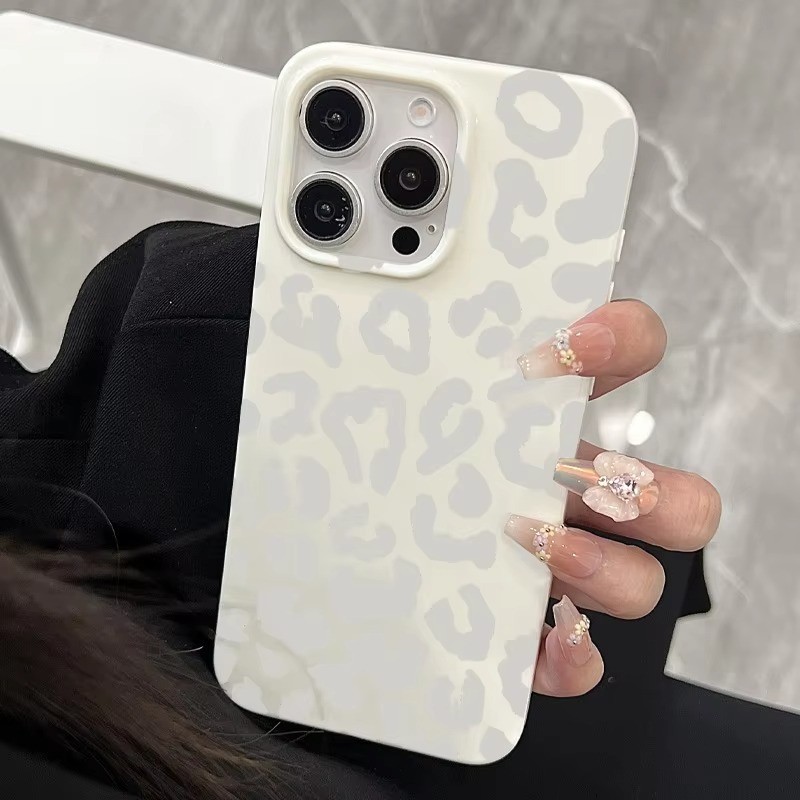 Ốp Điện Thoại In Hình Da Báo Xám-Trắng Cho iPhone 13 11 12 14 15 16 Pro Max 16E 14 15 Plus Mềm TPU Silicon Chống Sốc