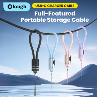 Elough 18CM Cáp USB C Ngắn Dây Chìa Khóa PD60W Sạc Nhanh Cáp Điện Thoại Di Động Loại C Đến Loại C Dây Cáp Ngân Hàng Điện
