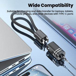 Elough 18CM Cáp USB C Ngắn Dây Chìa Khóa PD60W Sạc Nhanh Cáp Điện Thoại Di Động Loại C Đến Loại C Dây Cáp Ngân Hàng Điện