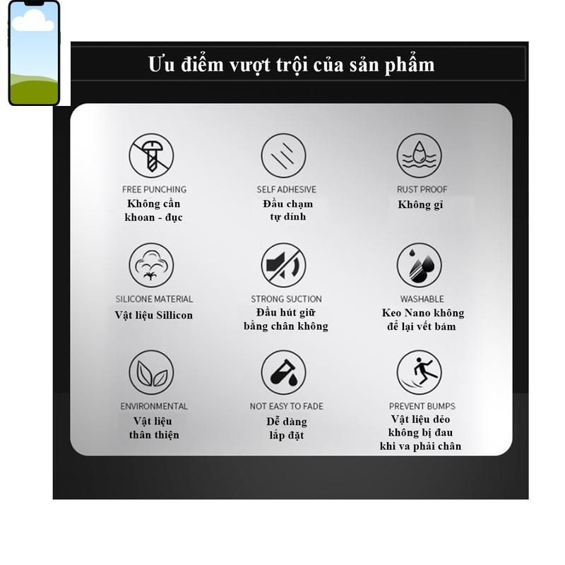[Set 5 cái] Chặn cửa chống va đập, bộ giữ cửa hít chân không sillicon keo NANO không đục khoan làm hỏng tường