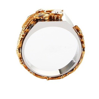 Nhẫn tách màu họa tiết rồng, đính kim cương vàng, kích thước 25.8mm