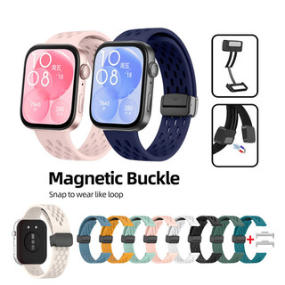 Khóa Gấp Từ Khóa Dây Đeo Silicon Cho Huawei Watch Fit 5 4 3 / fit4 fit5 Pro Có Phụ Kiện Đầu Nối