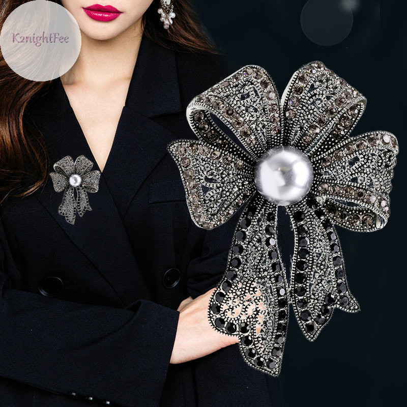 K2nightfee Vintage Kim Cương Giả Ngọc Trai Nơ Trâm Cài Cho Nữ Quần Áo Áo Áo Trang Sức Dự Tiệc Phụ Kiện Quà Tặng VN